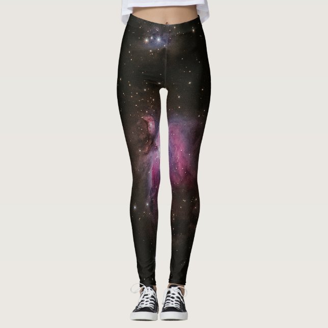 Svart och lila galaxer leggings (Framsida)