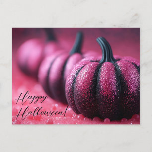 Svart och Lila Glitter Halloween-hälsningskort Vykort