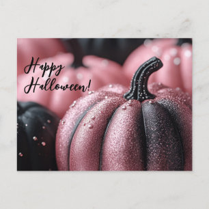 Svart och Lila Glitter Halloween-hälsningskort Vykort