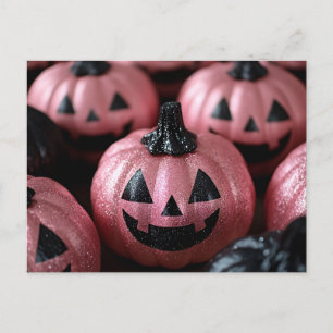 Svart och Lila Glitter Halloween-hälsningskort Vykort