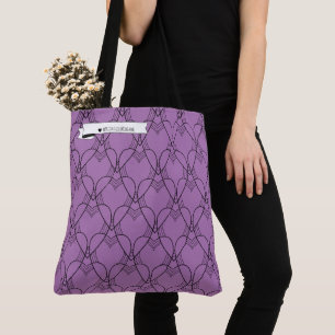 Svart och Lila Heart Mönster Coloring Go-Bag Tote Tygkasse