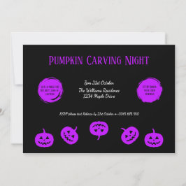 Svart och lila inbjudan till pumpa carving natt