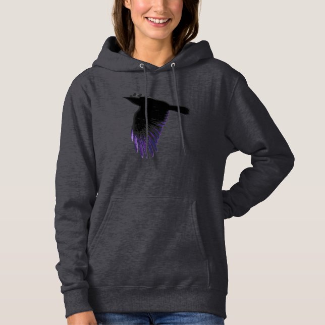 Svart och Lila Kråka Flygning T Shirt (Framsida)