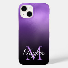 Svart och lila-lila Ombre Falsk Folie Monogram
