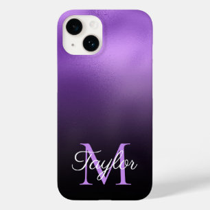 Svart och lila-lila Ombre Falsk Folie Monogram