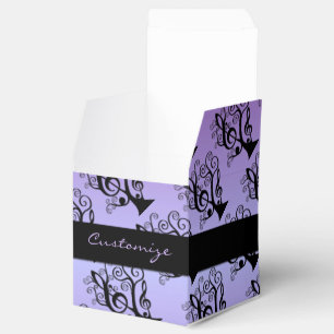Svart och Lila Music Treble Clef Träd Cube Box Presentaskar