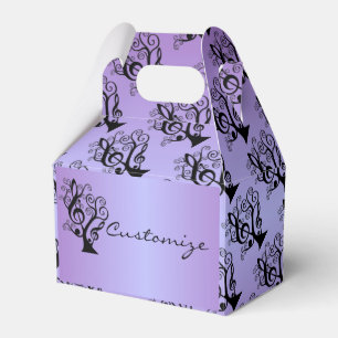 Svart och Lila Music Treble Clef Träd Gable Box Presentaskar