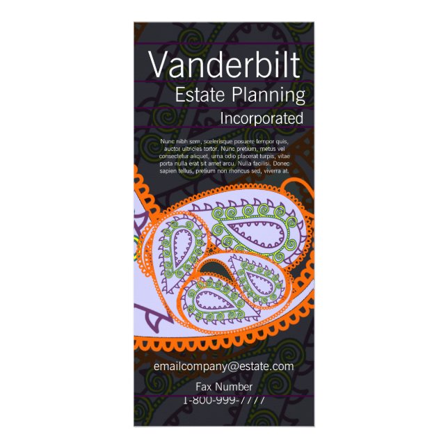 Svart och Lila Paisley-rackkort Reklamkort (Framsidan)