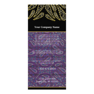 Svart och Lila Paisley Swirled Rack Card Reklamkort