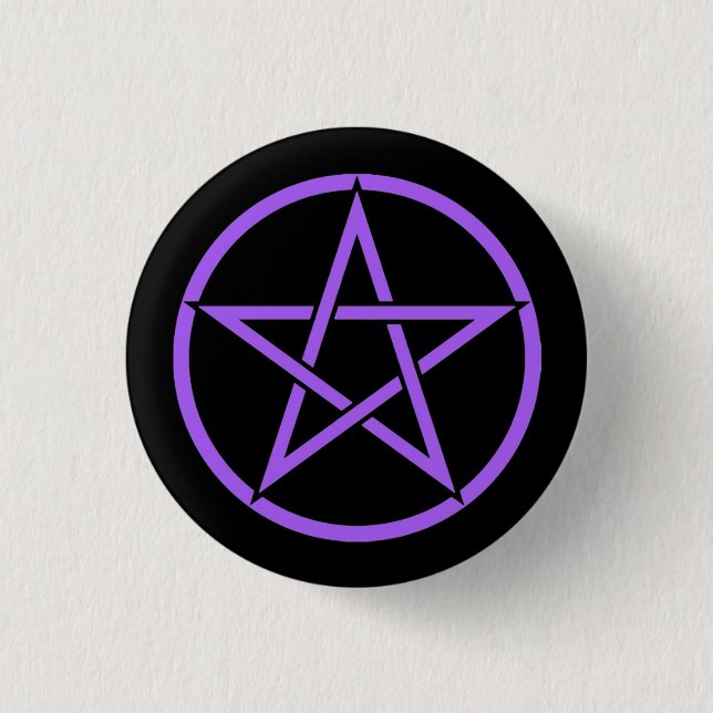 Svart och Lila Pentacle Pentagram Button Badge Knapp (Framsida)