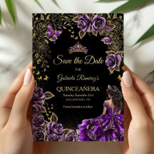 Svart och lila Quinceañera gyllene tiara