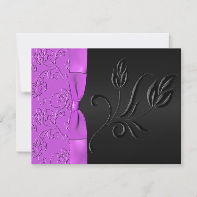 Svart och Lila Satin Ribbon OSA kort (Framsida)