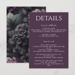 Svart och lila stämningsfullt blommönster tilläggskort