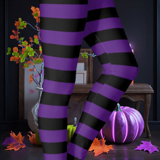 Svart och Lila stripe Leggings