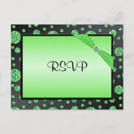 Svart och Lime Glittery Dot OSA Postcard Inbjudan Vykort
