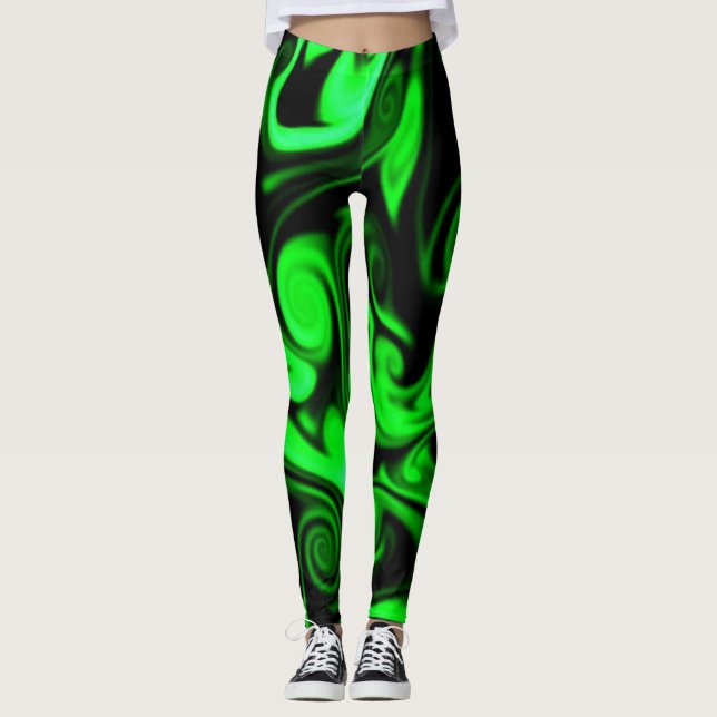 Svart och Lime Green Leggings (Framsida)