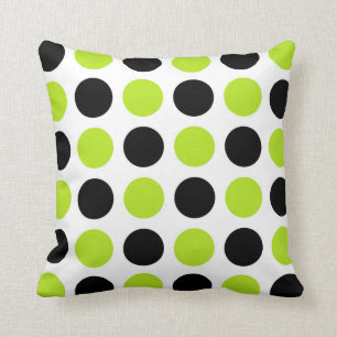 Svart och Lime Green Polka dots Kudde