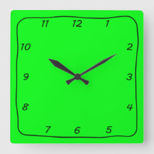 Svart och Lime Green Whimsical Simple Clock