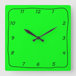 Svart och Lime Green Whimsical Simple Clock Fyrkantig Klocka