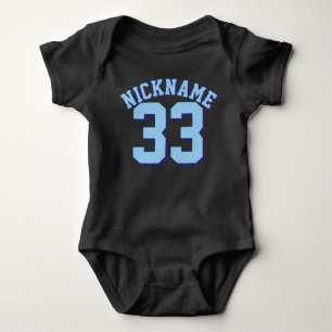 Svart och ljusblå Baby Idrottsdesign Tee Shirt