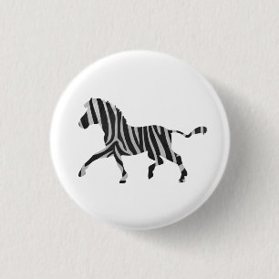 Svart och ljusgrå zebrasilhuett knapp