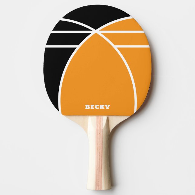 Svart och ljust orange personlig pingisracket (Framsidan)