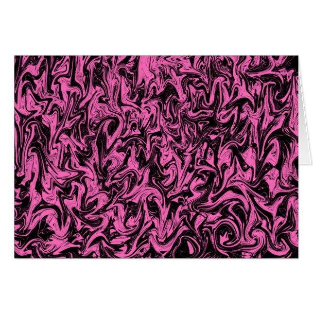 Svart och Magenta Swirl Hälsningskort (Framsidan Horizontal)
