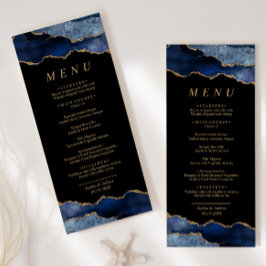 Svart och marinblå Guld-Bröllop-meny Meny