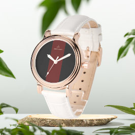 Svart och maron initialer personlig eWatch Armbandsur