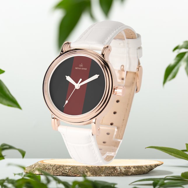 Svart och maron initialer personlig eWatch Armbandsur (Skapare uppladdad)