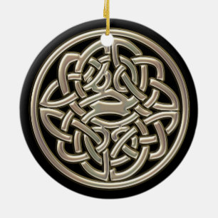 Svart och metallisk guld- Celtic fnurraprydnad Julgransprydnad Keramik