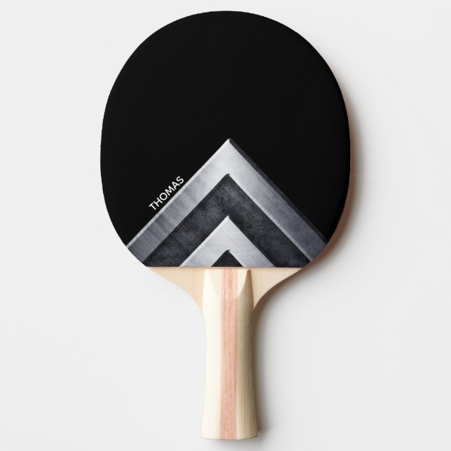 Svart och metallmönster med monogram pingisracket (Framsidan)