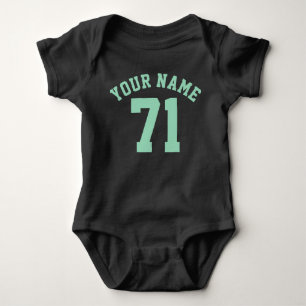 Svart och Mint Grönt Baby Idrottsdesign T-shirt