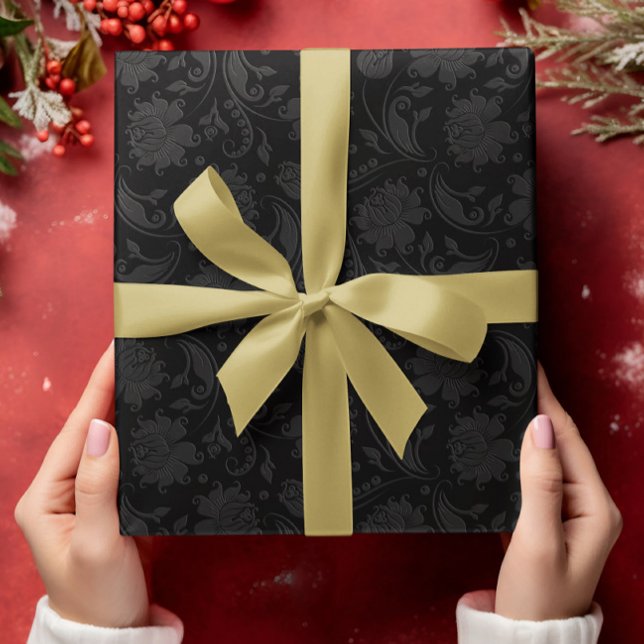 Svart och Mörk Grått-skador Monokromatisk design Presentpapper (Skapare uppladdad)