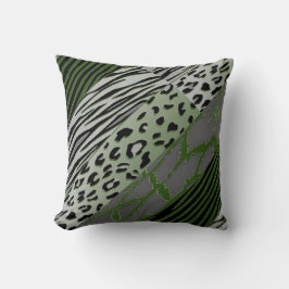 Svart och moss-djur, tryckt med Zebra Rand Pillow Kudde
