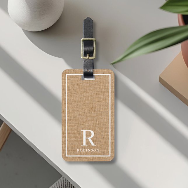 Svart och naturfamiljen Namn Monogram Bagagebricka (Skapare uppladdad)