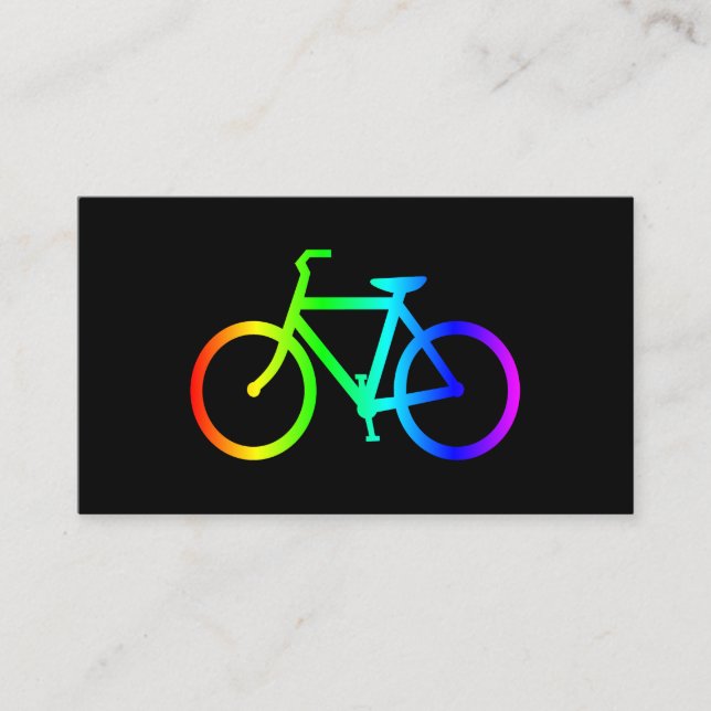 Svart och neon regnbåge cykel visitkort (Framsida)
