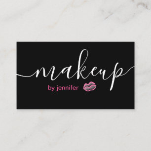 Svart och Neon Rosa Typography MUA Affärskort Visitkort