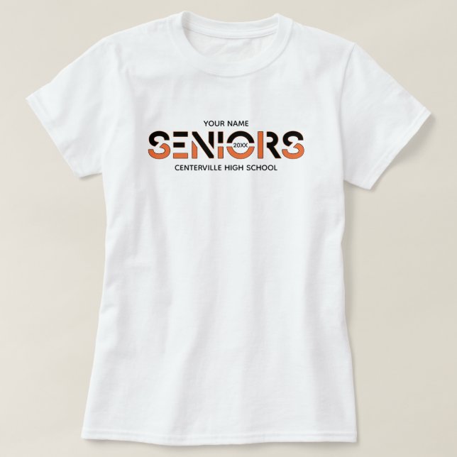 Svart och Orange 2-Färg-sensorer Skickat Brev T Shirt (Design framsida)
