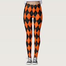 Svart och Orange Argyle Leggings