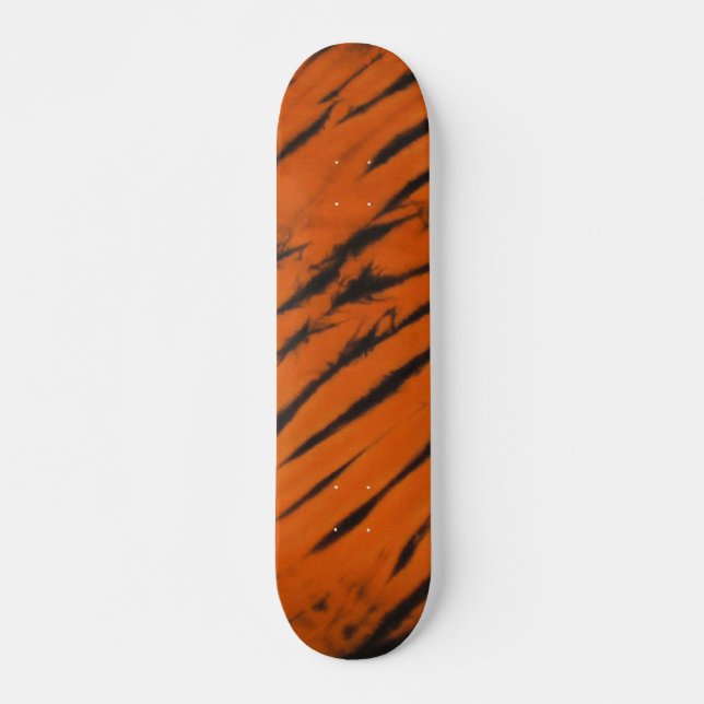 Svart och Orange Bengal Rand Tie Dye Skateboard (Framsida)