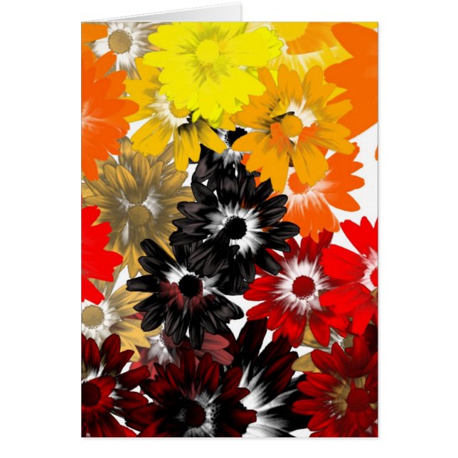 Svart och orange blommigt OBS kort (Framsidan)