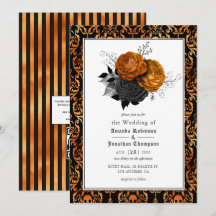 Svart och orange blomster gotiskt bröllopsfoto inb