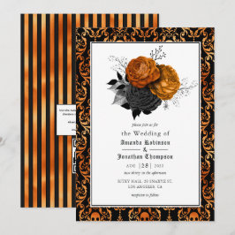 Svart och orange blomster gotiskt bröllopsfoto inb inbjudningar
