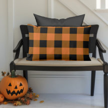 Svart och Orange Buffalo Plade Autumn Halloween