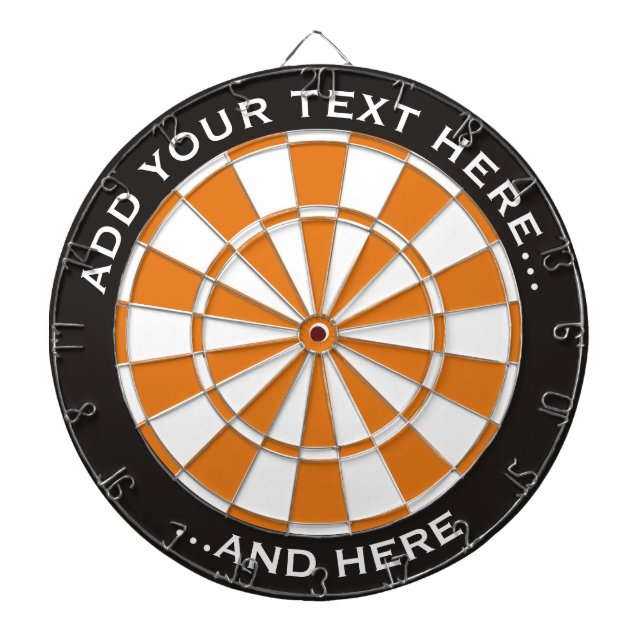 Svart och Orange Dartboard med anpassningsbar text Darttavla (Framsidan)