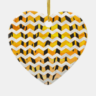 Svart och Orange för Chevron Tiger Skriv ut Julgransprydnad Keramik