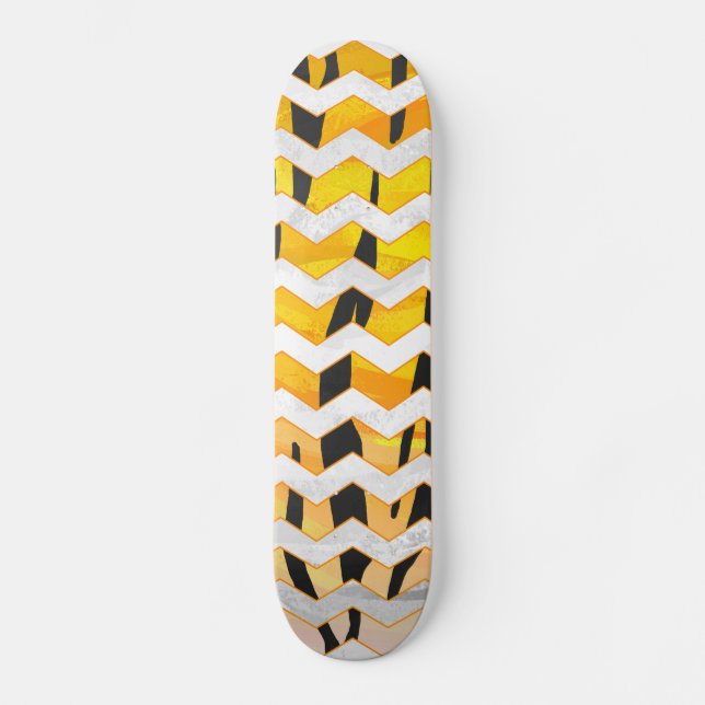 Svart och Orange för Chevron Tiger Skriv ut Skateboard Bräda 20 Cm (Framsida)