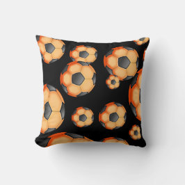 Svart och orange fotbolldesign kudde