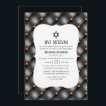 Svart och Orange Gem Faux Leather Bat mitzvah Inbjudningar<br><div class="desc">Svartläder och orange,  gem-läder bat mitzvah inbjudan designad för att snabbt och enkelt kunna anpassas till dina händelsespecifikationer.</div>